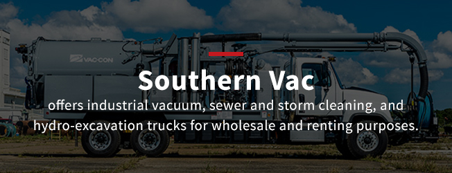 Southern Vac offers industrial vacuum, sewer and storm cleaning, and hydro-excavation trucks for wholesale and renting purposes.